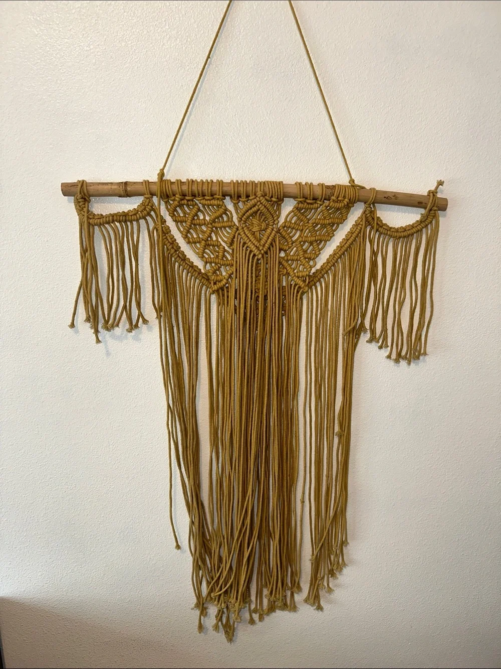 Handmade Golden Macramé Wall Hanging 32 in long 24 in wide
